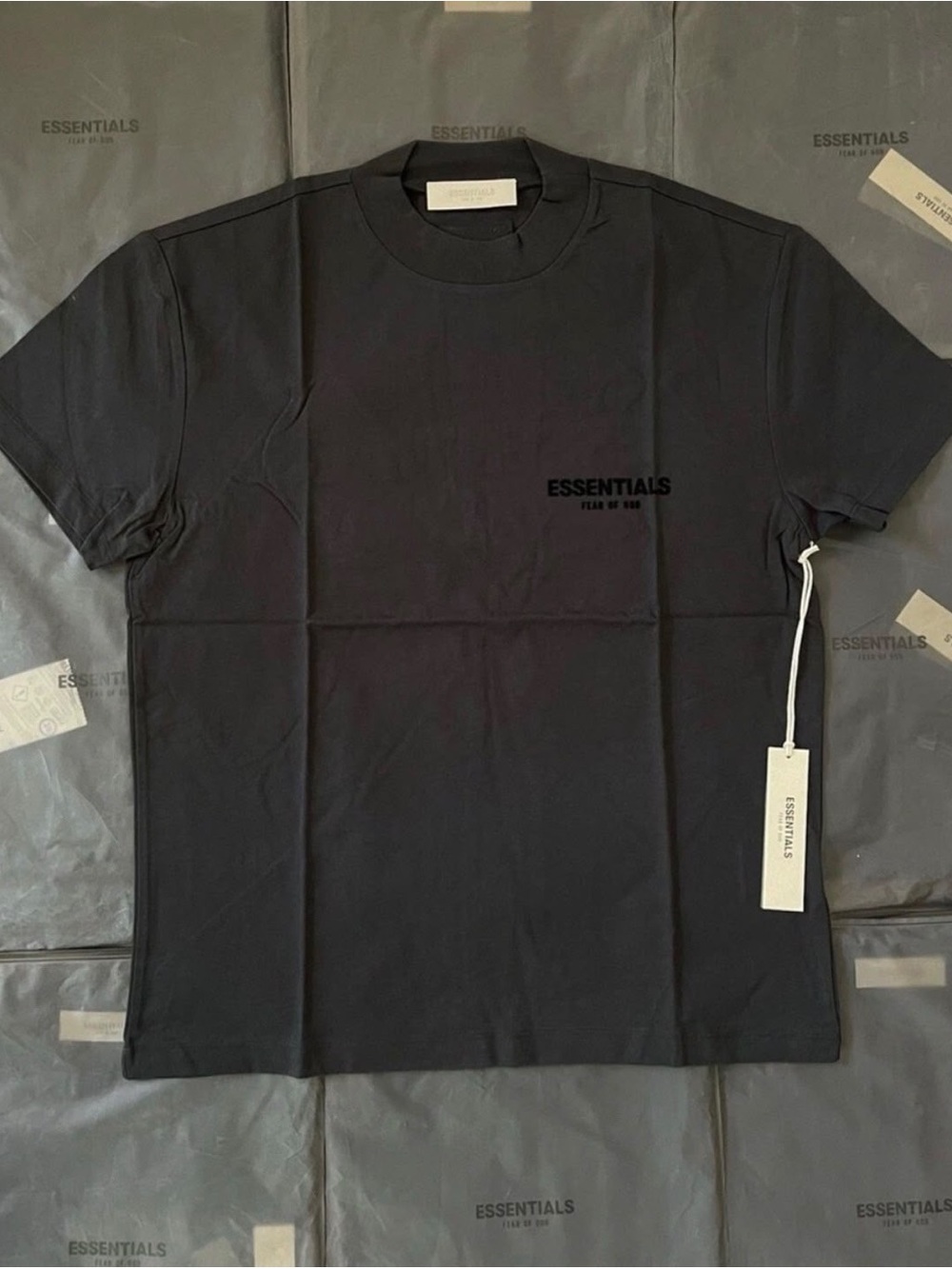 Fear of God Essentials Black Short Sleeve Logo Tee